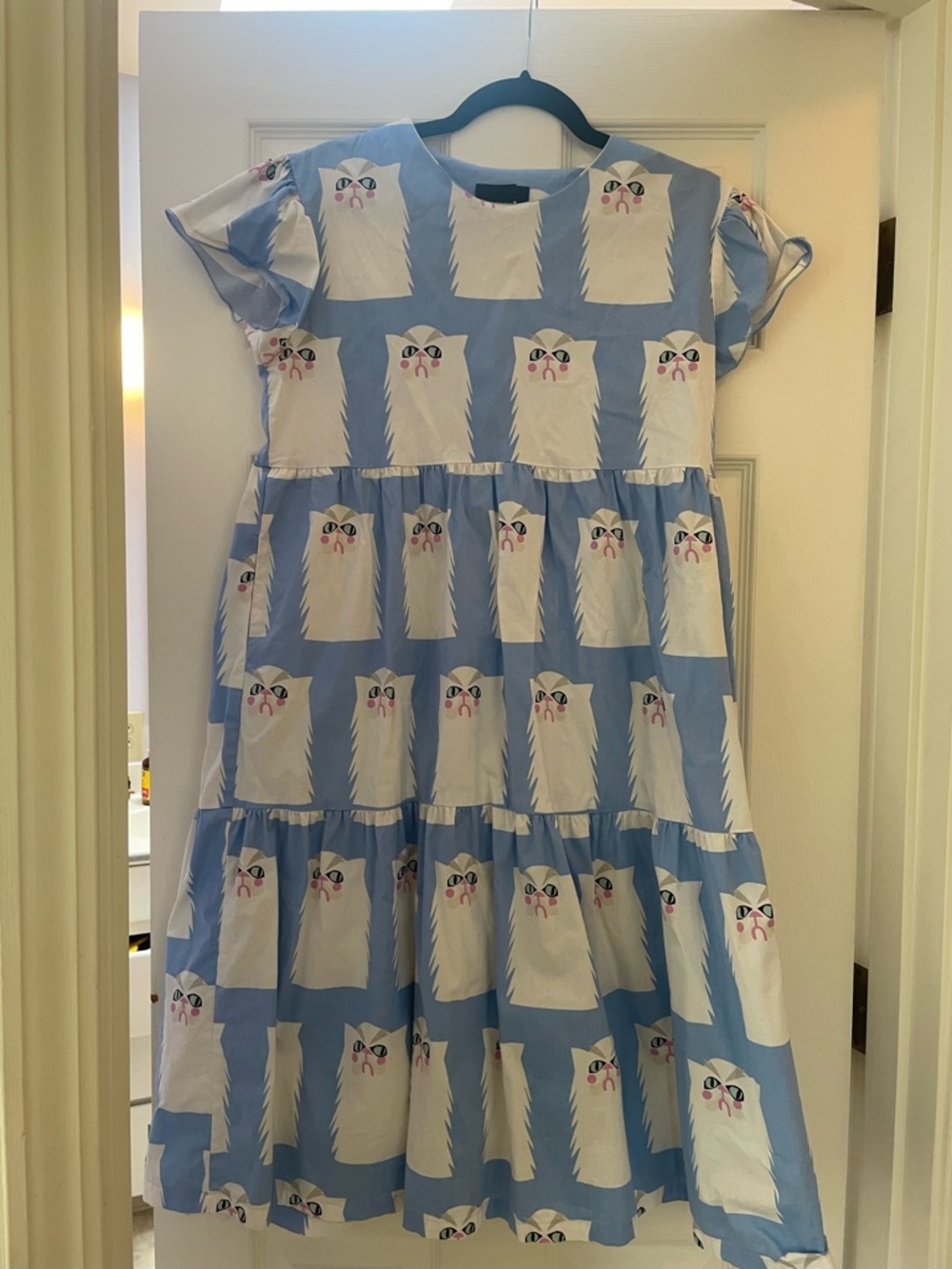 EUC Nooworks Frida Dress in Grumpy Cat